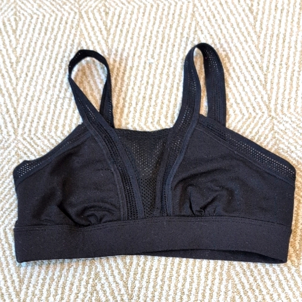 Aerie Black Sports Bra Brallette with Wide Mesh Straps Yoga Dance Sz Small